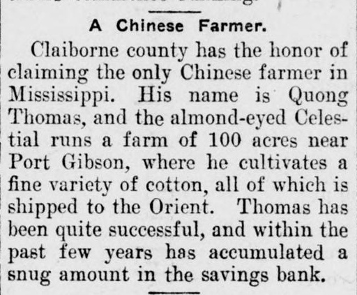 Farmer account in The Tupelo Journal, 13 November 1903