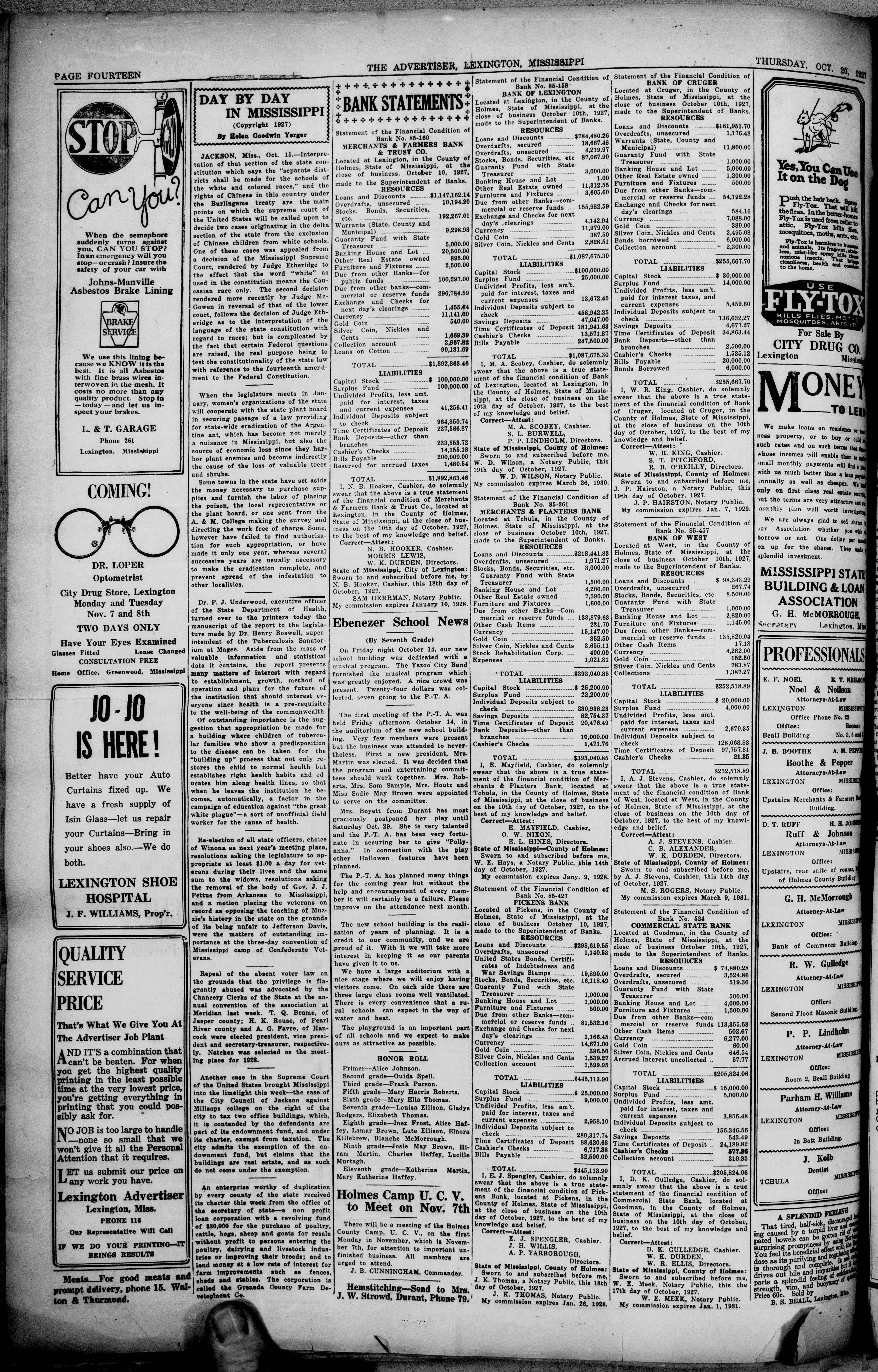 A report on Delta school cases, 20 October 1927